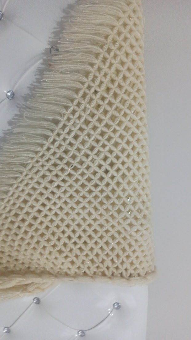 Bej Örgü Kadın Şal, hediye geldi hiç kullanılmadı - Görsel 3