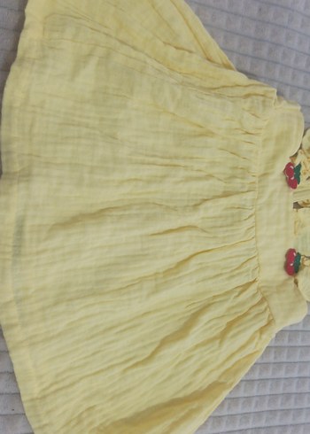 Kız Çocuk Sarı Keten Fırfırlı Elbise - Görsel 3