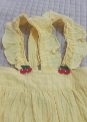 Kız Çocuk Sarı Keten Fırfırlı Elbise - Görsel 2