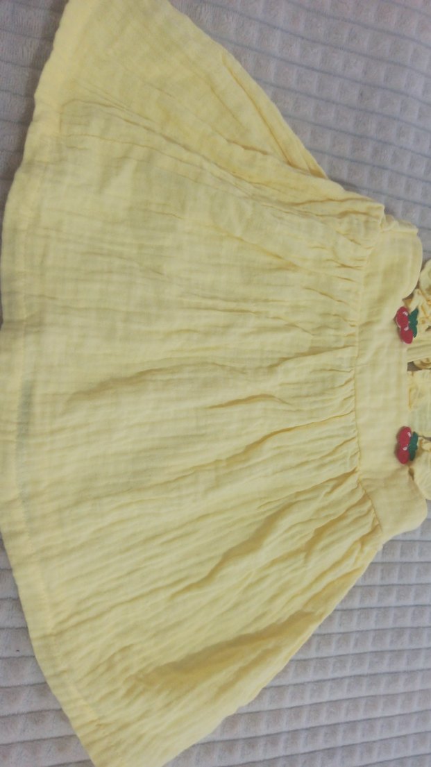 Kız Çocuk Sarı Keten Fırfırlı Elbise - Görsel 3