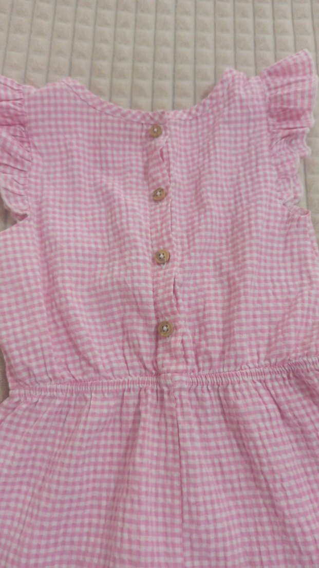 Pembe Kız Çocuk Düğmeli Tulum - Görsel 2