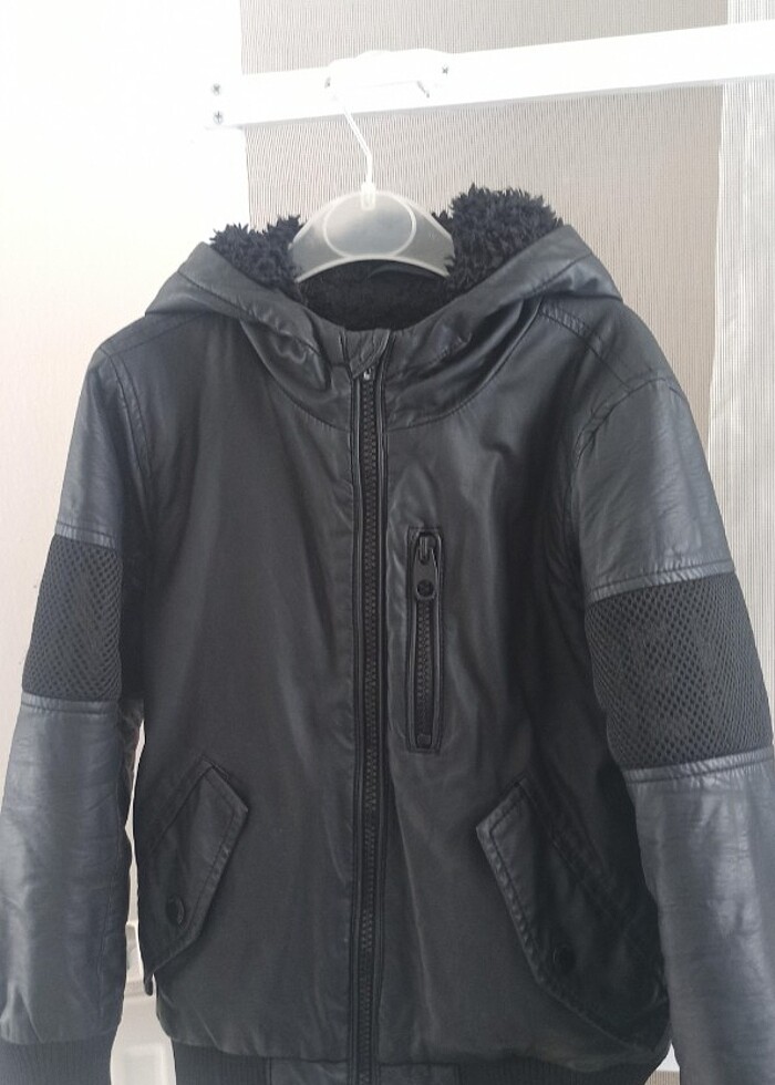 İçi kürklü erkek çocuk deri mont  - Görsel 2