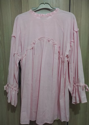 Pembe Nakışlı Fırfırlı  Bluz - Görsel 2