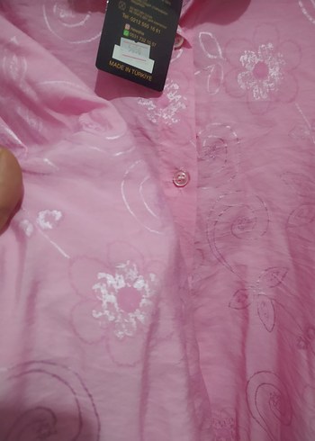 Düğmeli Pembe V Yaka Uzun Kollu Gömlek - Görsel 2