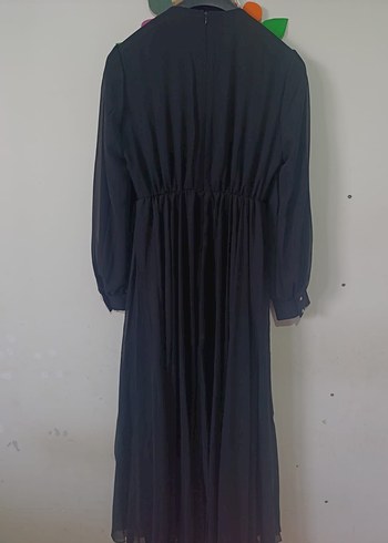 Boncuk İşlemeli Siyah Uzun Kadın Abiye Elbise - Görsel 5