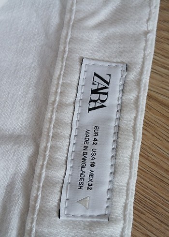 Zara marka Kadın Beyaz balon  Kesim kot Pantolon - Görsel 3