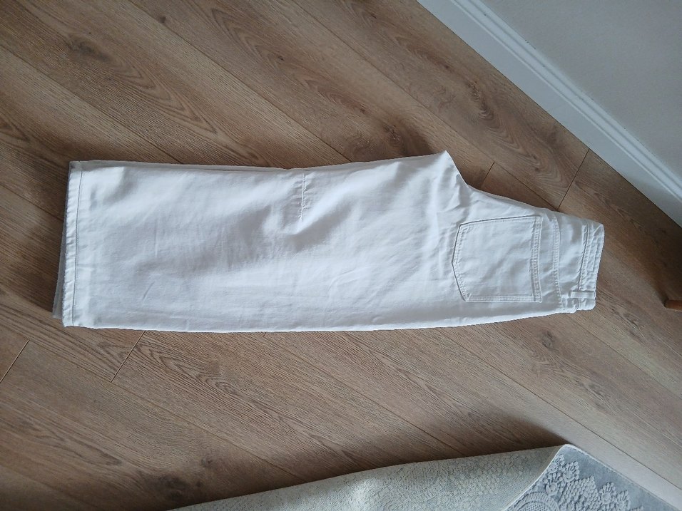 Zara marka Kadın Beyaz balon  Kesim kot Pantolon - Görsel 2