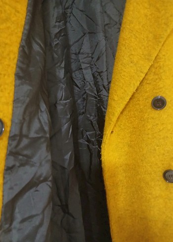 Hardal Sarısı Kabarık Kadın Kaban - Görsel 5