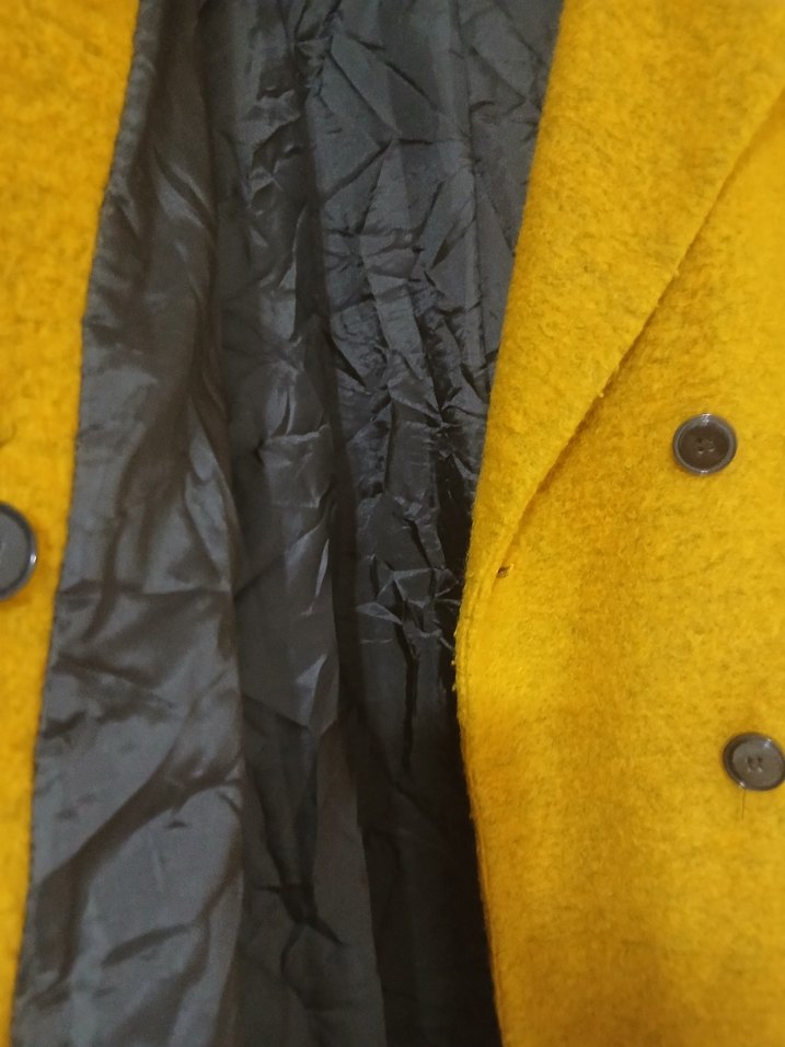 Hardal Sarısı Kabarık Kadın Kaban - Görsel 5