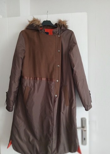 Kadın Kahverengi Uzun Fermuarlı Ceket - Görsel 2