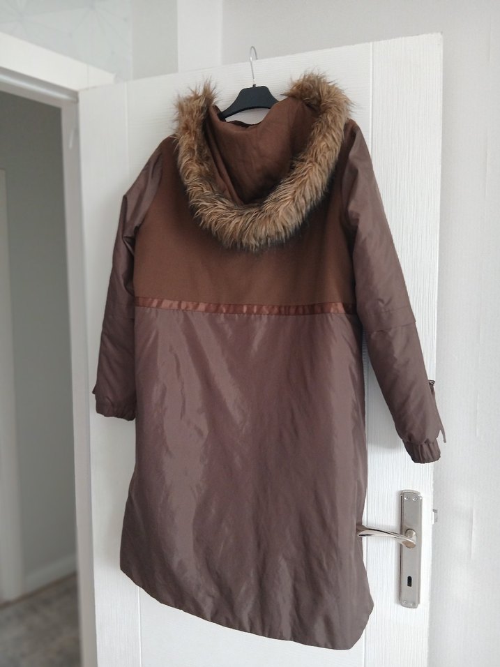 Kadın Kahverengi Uzun Fermuarlı Ceket - Görsel 4