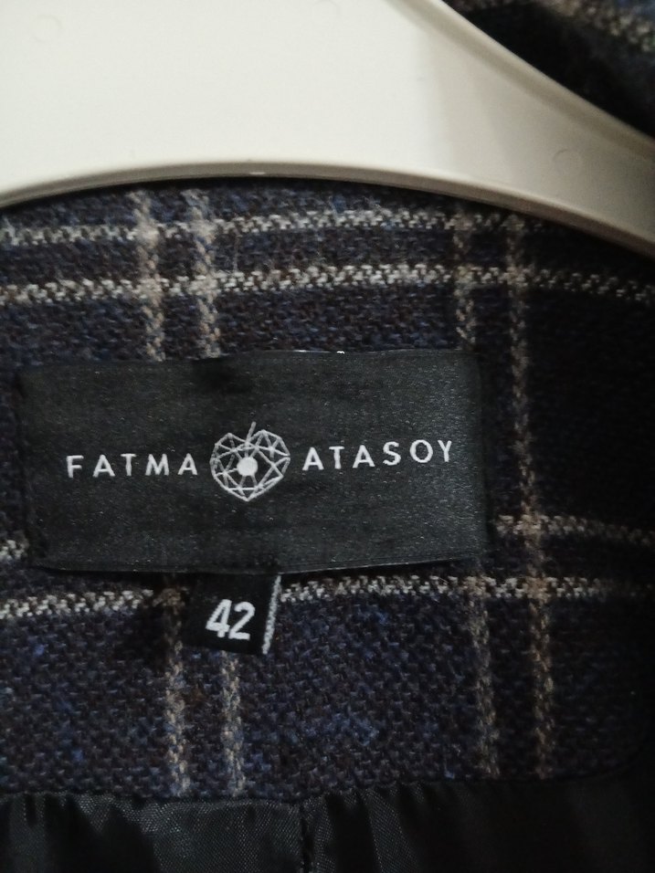 Gri Ekose Midi Kadın Yün Kaban - Görsel 5