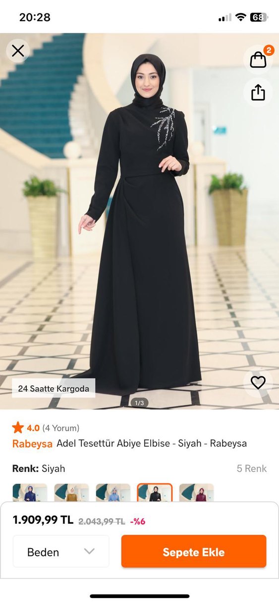 Rabeysa Siyah Tesettür Abiye Elbise - Görsel 3