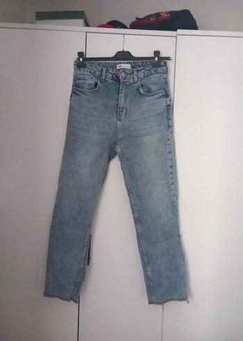 Zara Düğmeli Mavi Denim Kadın Jean