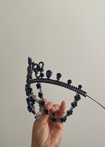 Diğer Koyu Mavi Boncuklu Gotik Kadın Taç
