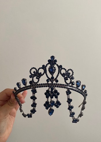 Koyu Mavi Boncuklu Gotik Kadın Taç