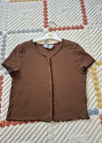 Kahverengi Düğmeli Kısa Kollu h&m 14 yaş - Görsel 4