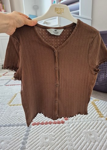 Kahverengi Düğmeli Kısa Kollu h&m 14 yaş - Görsel 7