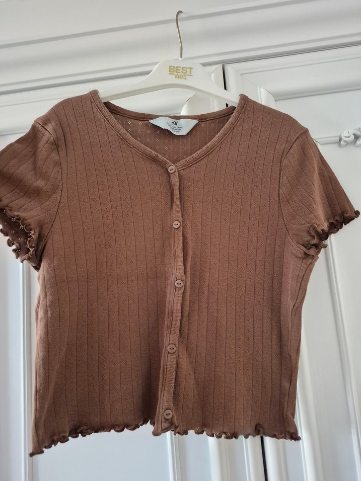 Kahverengi Düğmeli Kısa Kollu h&m 14 yaş - Görsel 3