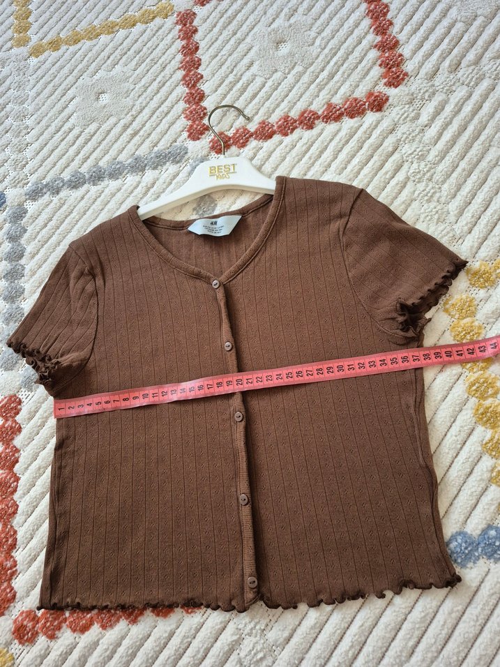 Kahverengi Düğmeli Kısa Kollu h&m 14 yaş - Görsel 5