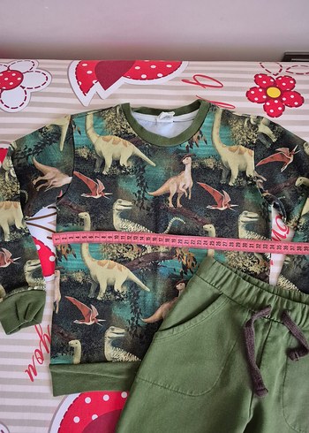 110 cm 4-5 yaş dinozor organik takım - Görsel 9