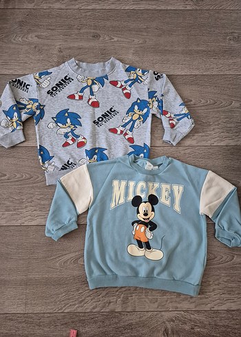Gri Mickey ve Sonic Baskılı Sweatshirt h&m 2-4 yaş - Görsel 2