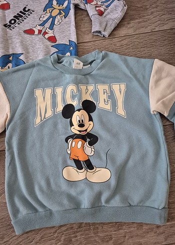 Gri Mickey ve Sonic Baskılı Sweatshirt h&m 2-4 yaş - Görsel 3