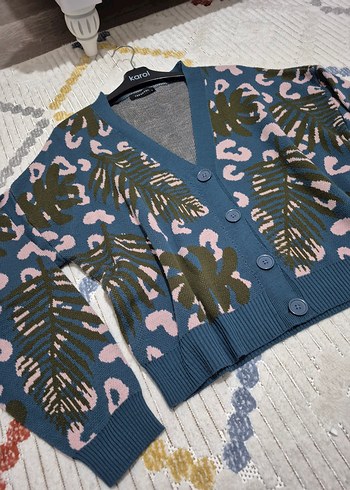 Desenli V Yaka Kadın Hırka trendyol s beden - Görsel 7