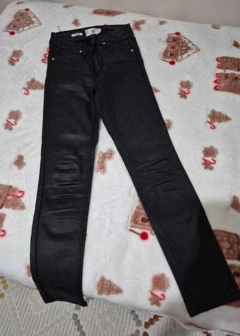 Kadın Siyah Deri Jean Pantolon mango xxs 32 beden - Görsel 16