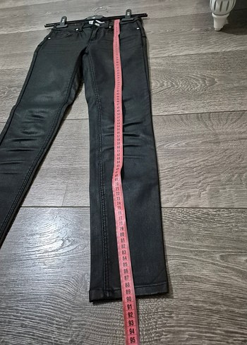 Kadın Siyah Deri Jean Pantolon mango xxs 32 beden - Görsel 4