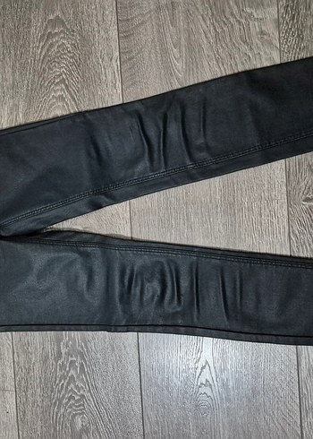 Kadın Siyah Deri Jean Pantolon mango xxs 32 beden - Görsel 8