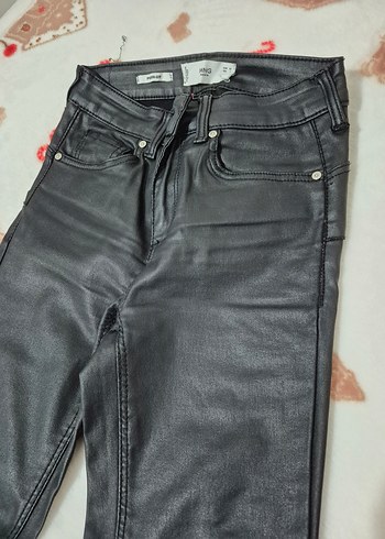 Kadın Siyah Deri Jean Pantolon mango xxs 32 beden - Görsel 17