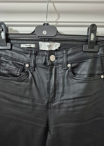 Kadın Siyah Deri Jean Pantolon mango xxs 32 beden - Görsel 12