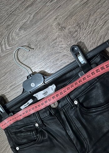 Kadın Siyah Deri Jean Pantolon mango xxs 32 beden - Görsel 6