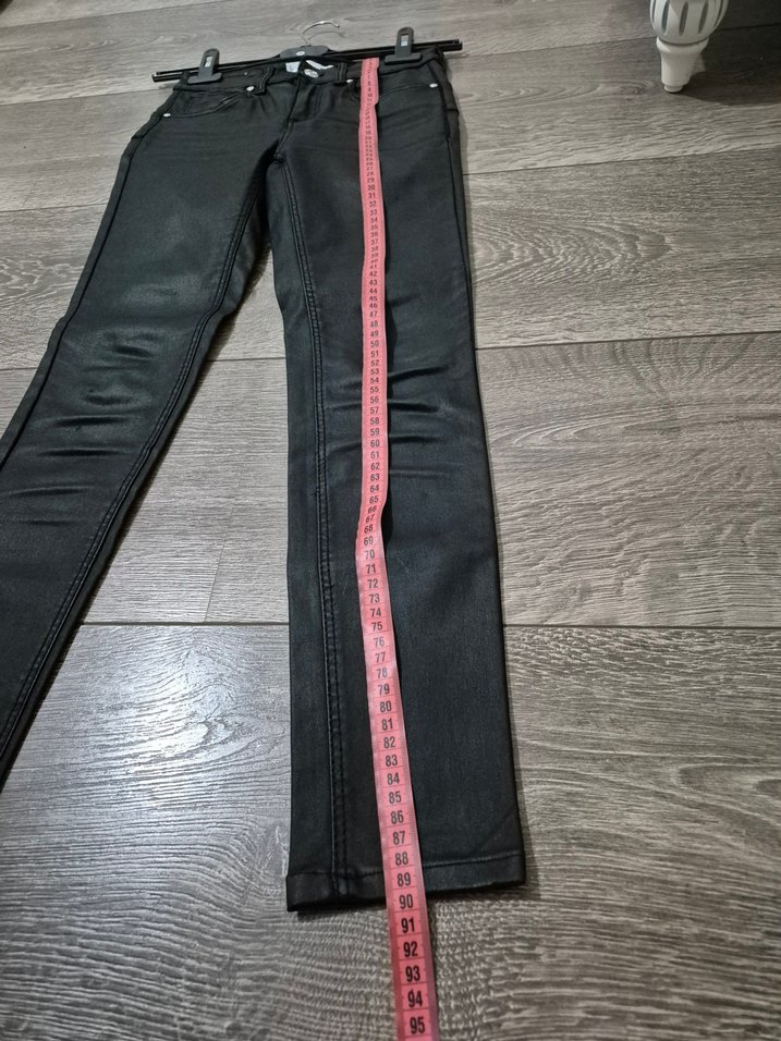 Kadın Siyah Deri Jean Pantolon mango xxs 32 beden - Görsel 4