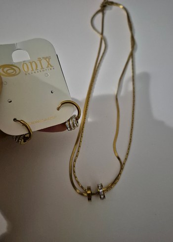 Çelik küpe ve kolye seti - Görsel 9