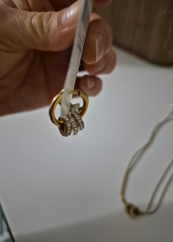 Çelik küpe ve kolye seti - Görsel 11