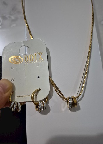 Çelik küpe ve kolye seti - Görsel 4