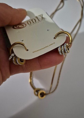 Çelik küpe ve kolye seti - Görsel 12