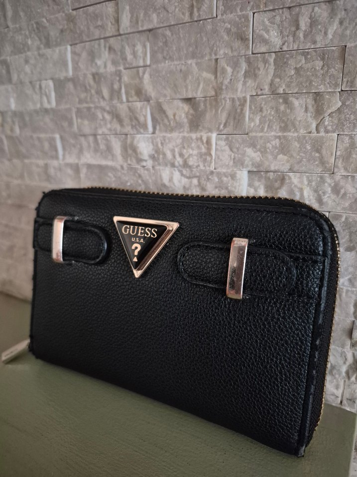 GUESS Siyah Deri Fermuarlı Kadın Cüzdan - Görsel 2