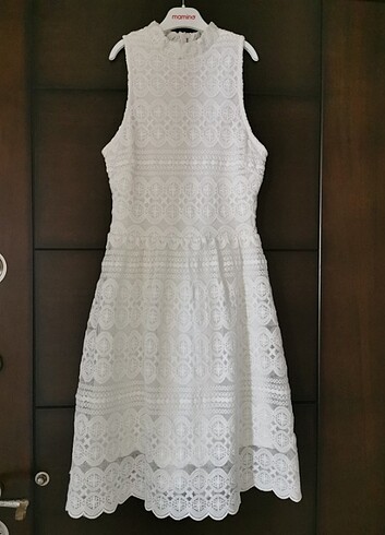 Forever new 34 beden beyaz dantel güpür elbise 