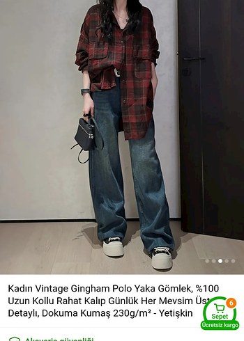 Diğer Kadın Vintage Gingham Polo Yaka Gömlek
