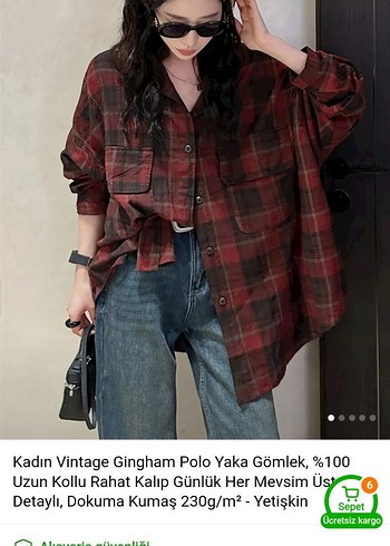 Kadın Vintage Gingham Polo Yaka Gömlek