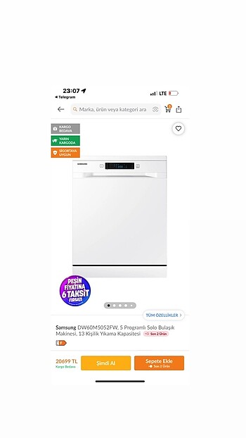 Samsung bulaşık makinesi