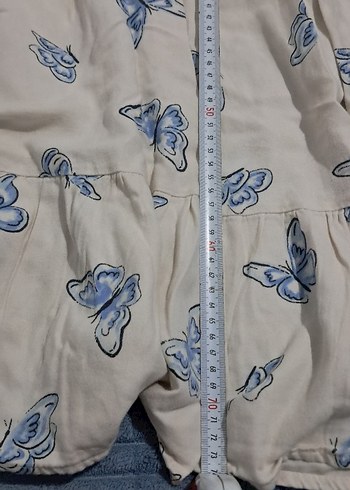 Kelebek Baskılı Keten Kız Elbisesi - Görsel 9