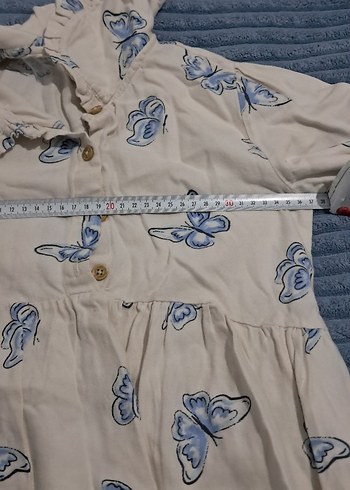 Kelebek Baskılı Keten Kız Elbisesi - Görsel 10