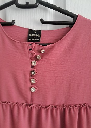 Pembe Uzun Kollu Keten Elbise - Görsel 3