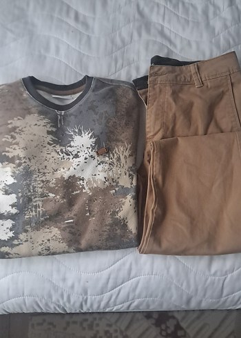 U.S Polo Assn. Camo Desenli Bisiklet Yaka Tisort Bej Pantolon Seti