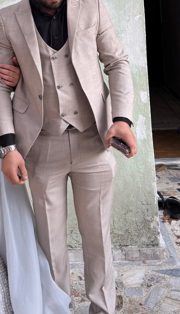 Bej Erkek Klasik Kesim Takım Elbise - Görsel 2