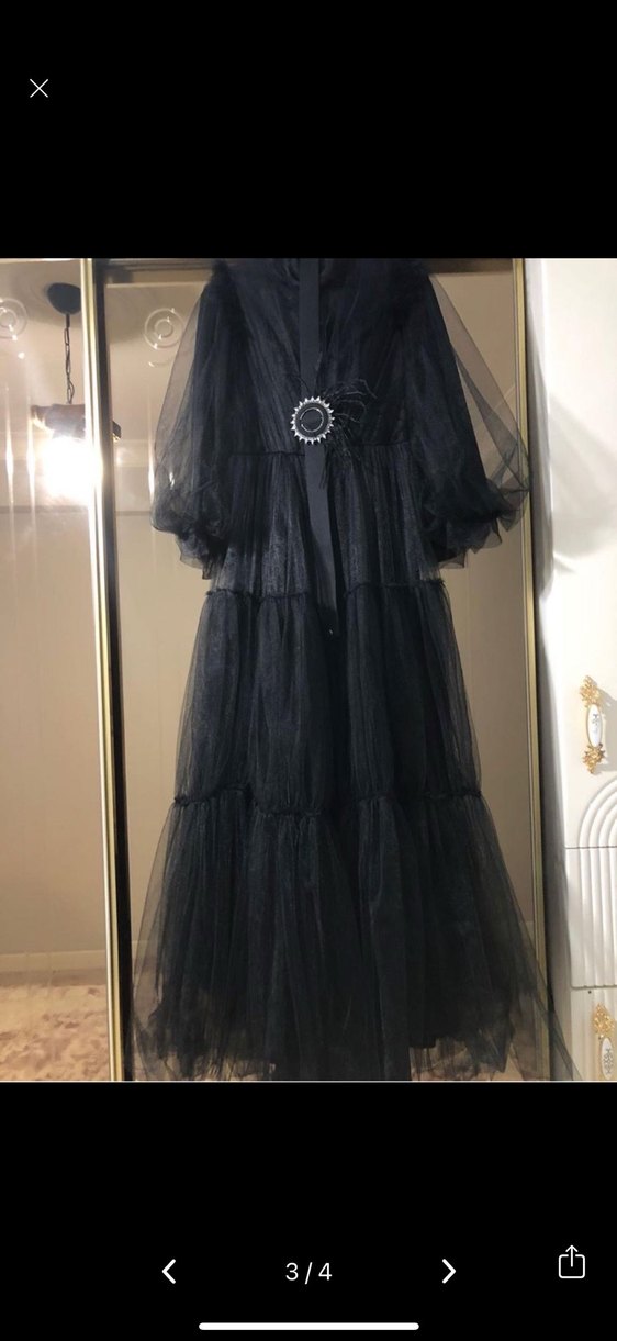 Uzun Siyah Gotik Abiye Elbise - Görsel 2